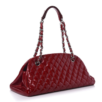 Chanel Patent Quilted Medium Just Mademoiselle Bowling Bag Red 3 of 16