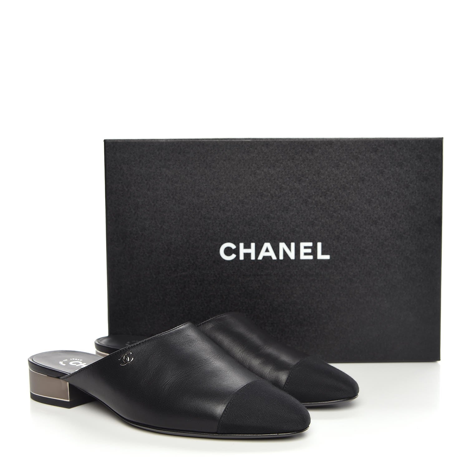 Chanel Lambskin Grosgrain Cap Toe Mules 36.5 Black 9 of 9