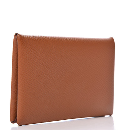 Hermes Epsom Calvi Card Case Gold 3 of 9