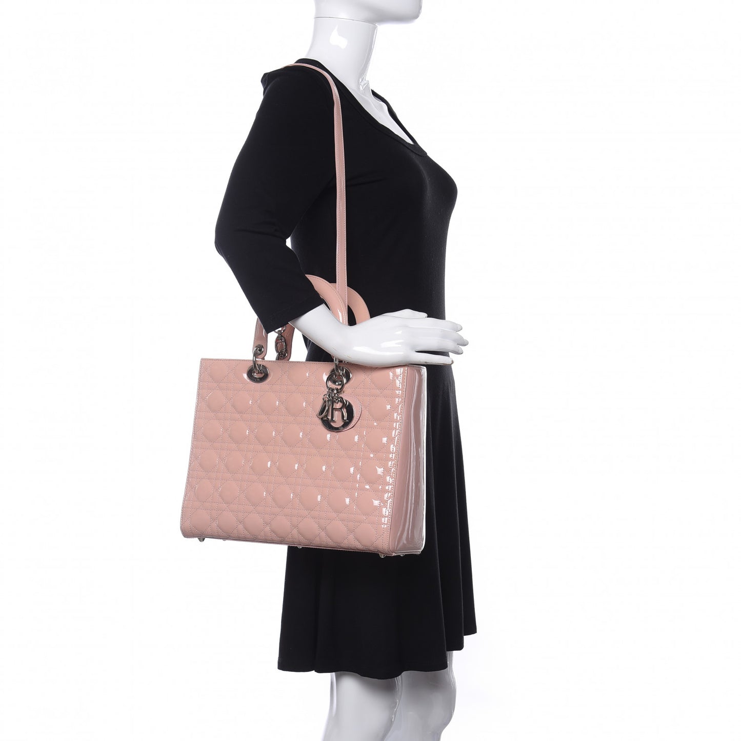 Patent Cannage Large Lady Dior Light Pink