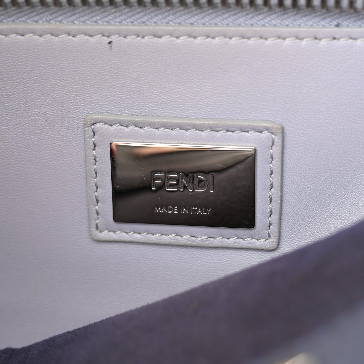 Fendi Vitello Seta Shiny Nappa Medium Peekaboo Iconic Satchel Blue Notte Ardesia 6 of 12