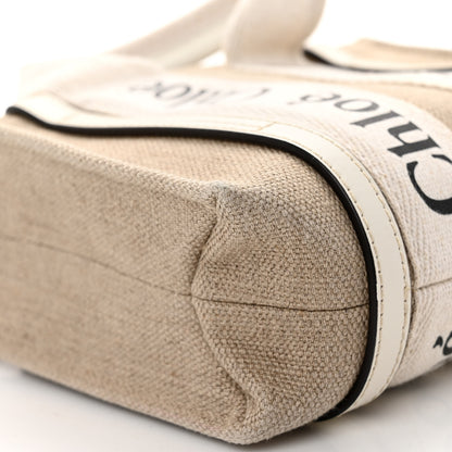Chloe Cotton Calfskin Mini Woody Ribbon Tote White Light Brown 9 of 10