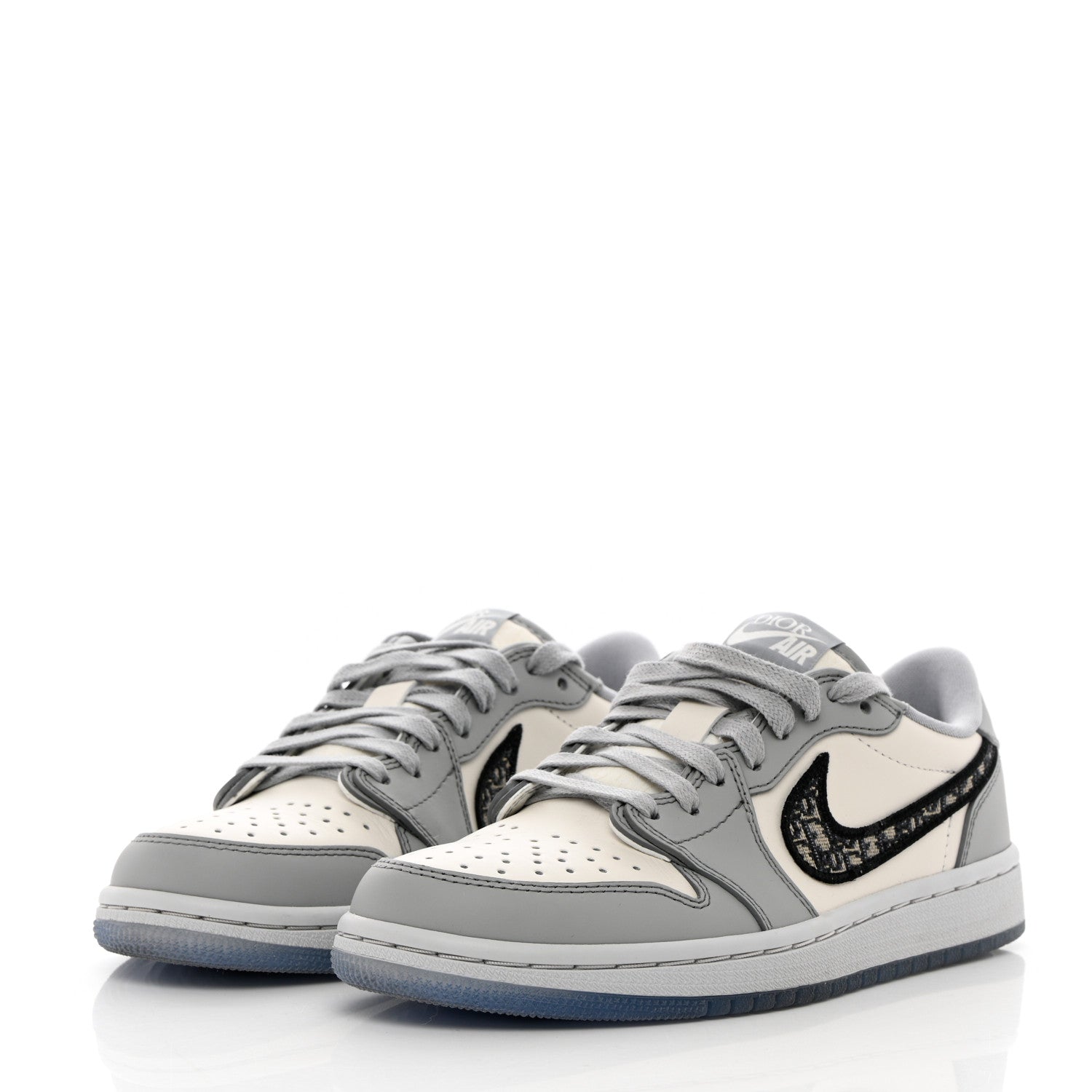 Christian Dior X NIKE AIR JORDAN Calfskin Mens Oblique Low Sneakers 38.5 Grey White 3 of 13