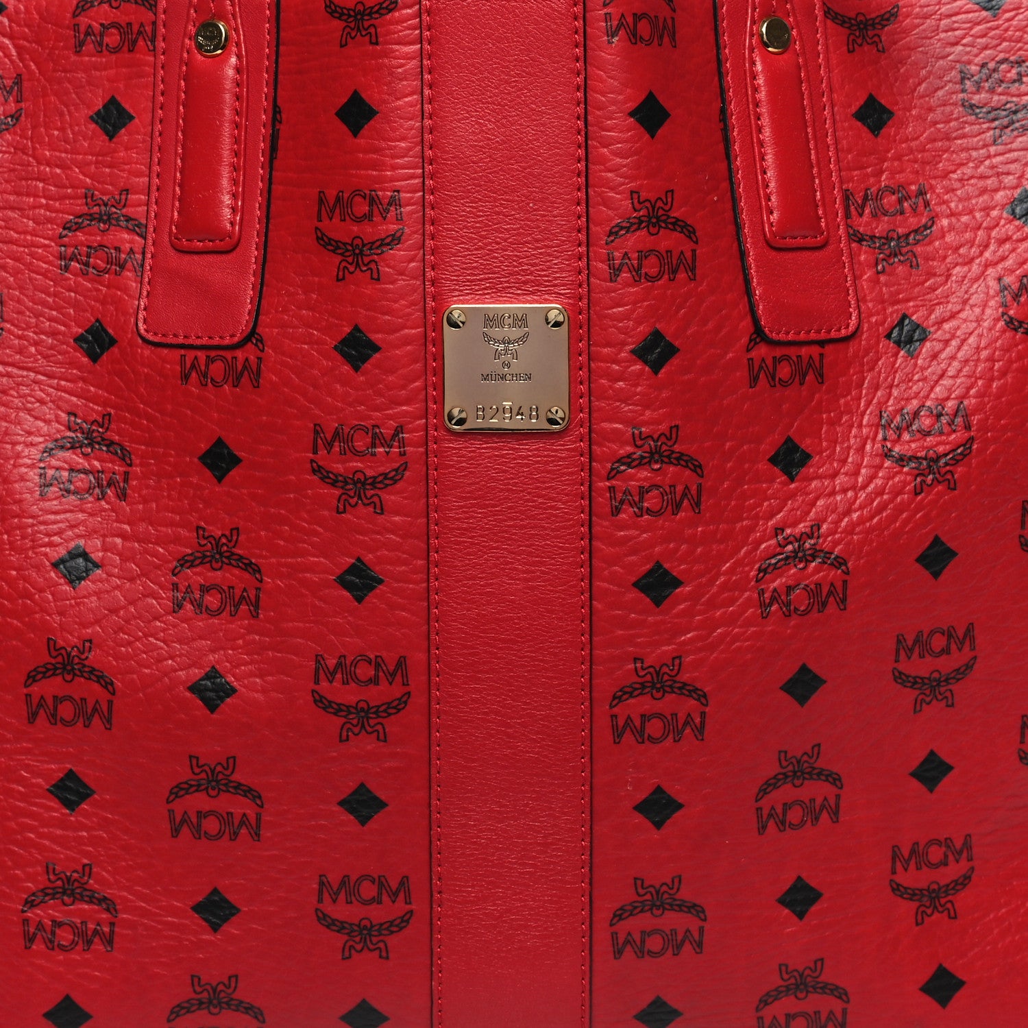 MCM Visetos Large Liz Reversible Shopper Tote Ruby Red 9 of 26