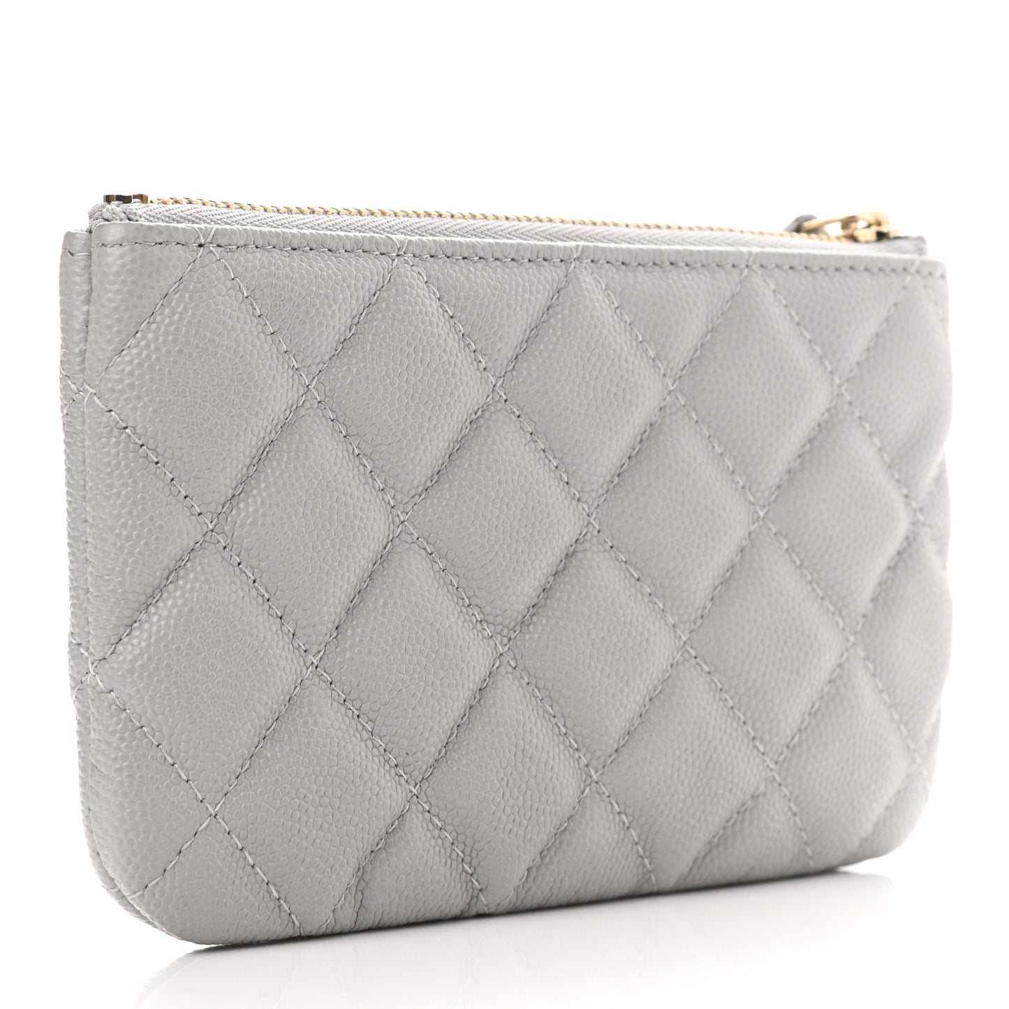 Caviar Quilted Small Cosmetic Case Grey