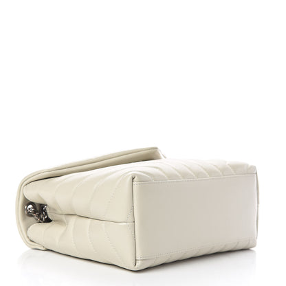 Saint Laurent Calfskin Y Quilted Monogram Small Loulou Chain Satchel Ivory 4 of 11