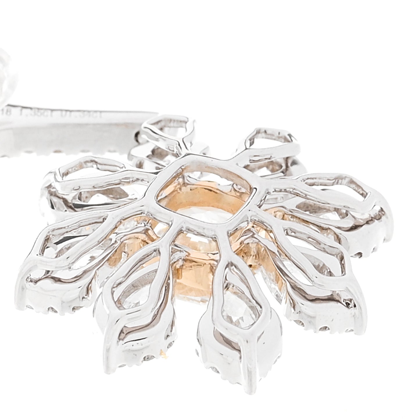 18K White Yellow Gold Diamond 5.32ctw Flower Drop Earrings