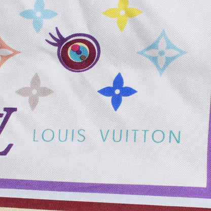 Louis Vuitton Silk Multicolor Eye Love Scarf White 5 of 7