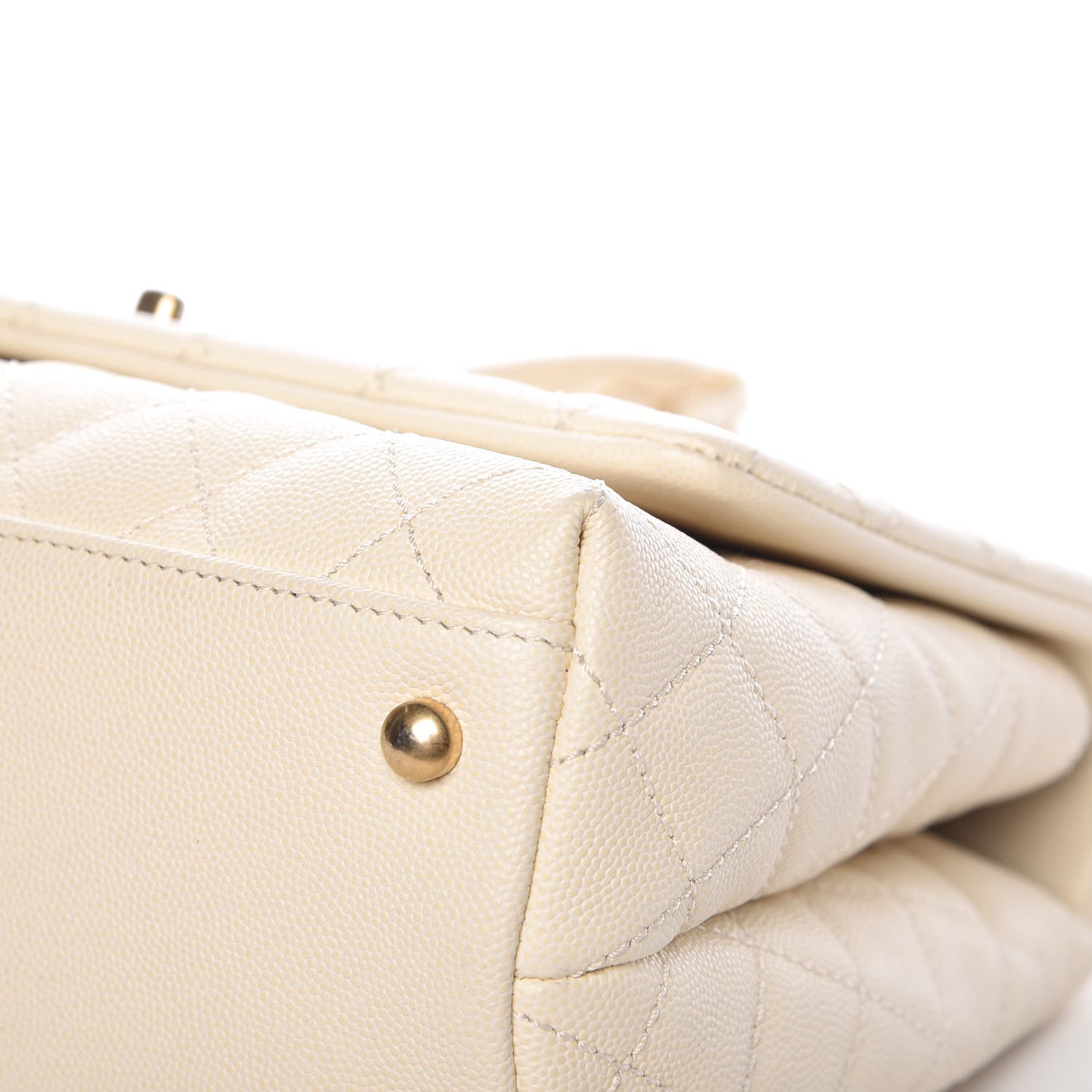 Caviar Lizard Quilted Small Coco Handle Flap Ivory