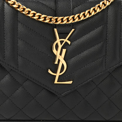 Saint Laurent Grain De Poudre Textured Mixed Matelasse Triquilt Small Monogram Satchel Black 8 of 11