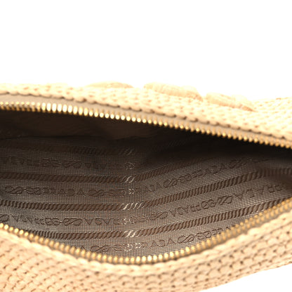 Prada Yarn Raffia Effect Crochet Triangle Shoulder Bag Naturale 5 of 10