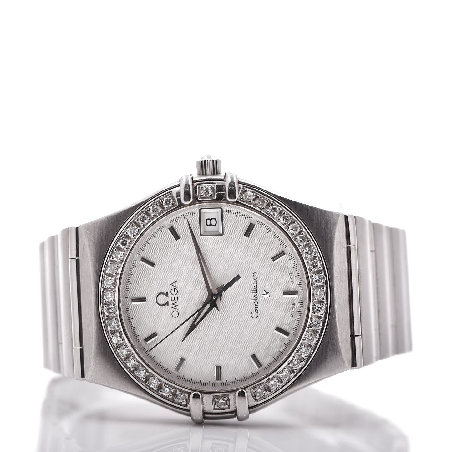 Stainless Steel Diamond Bezel 33mm Constellation Quartz Watch White 1512.30