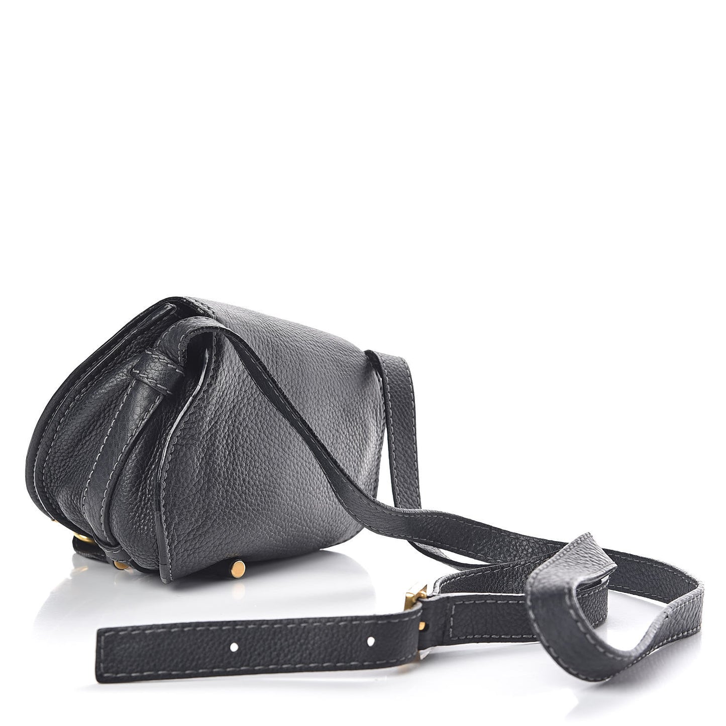 Calfskin Mini Marcie Round Crossbody Bag Black