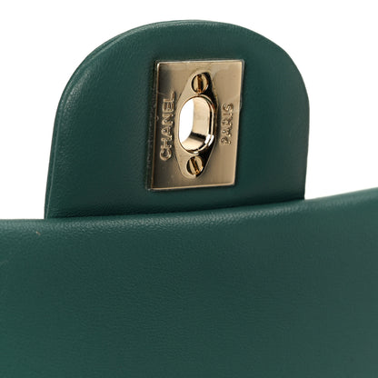 Chanel Lambskin Quilted Mini Rectangular Flap Dark Green 7 of 12
