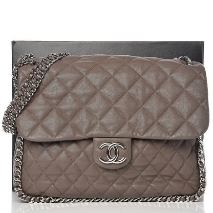 Chanel Washed Lambskin Quilted Maxi Chain Around Flap Taupe 8 of 8