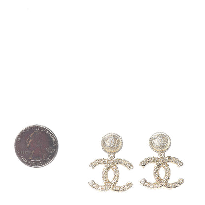 Chanel Crystal CC Drop Logo Earrings Gold 2 of 4