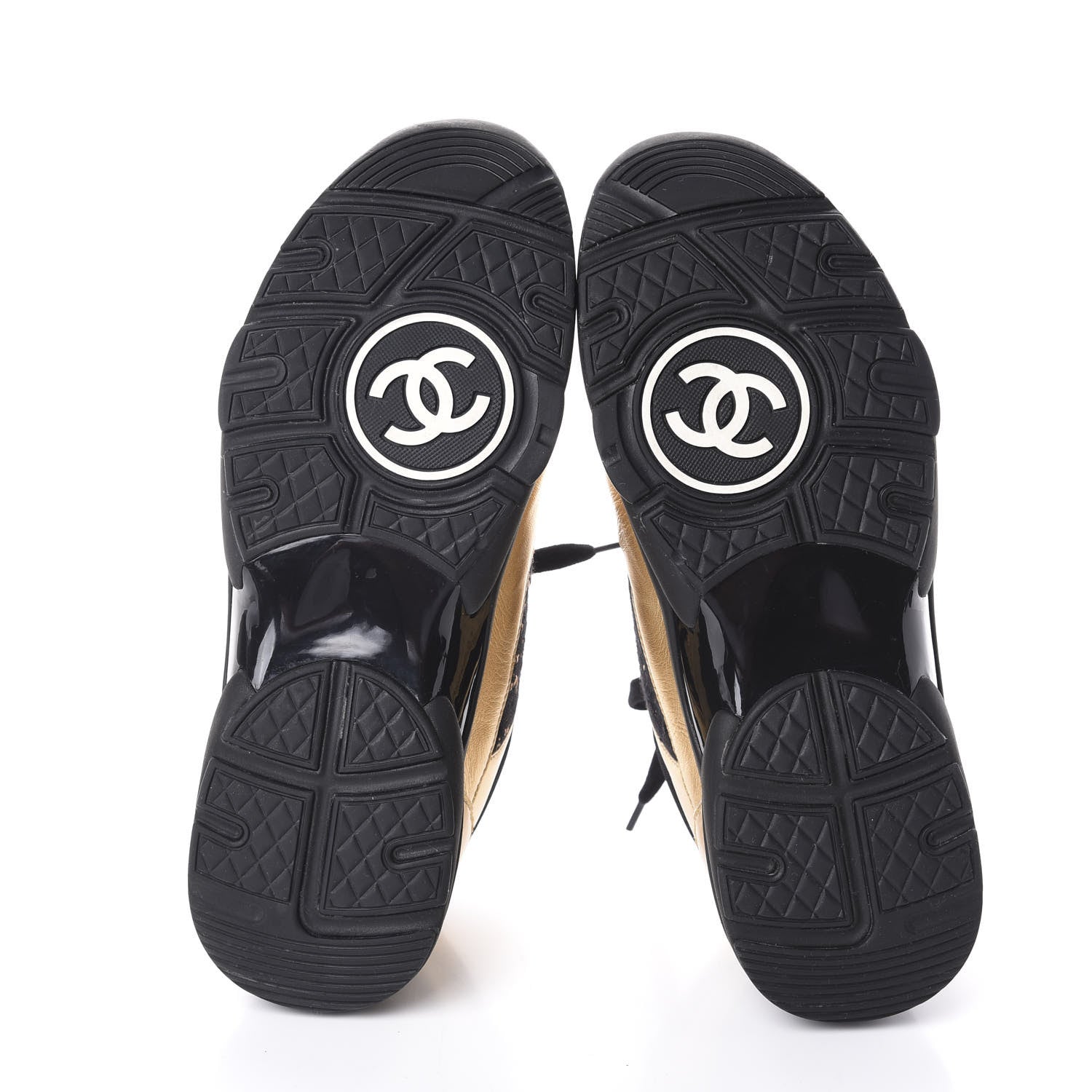 Chanel Suede Tweed CC Sneakers 41 Black Gold 6 of 6