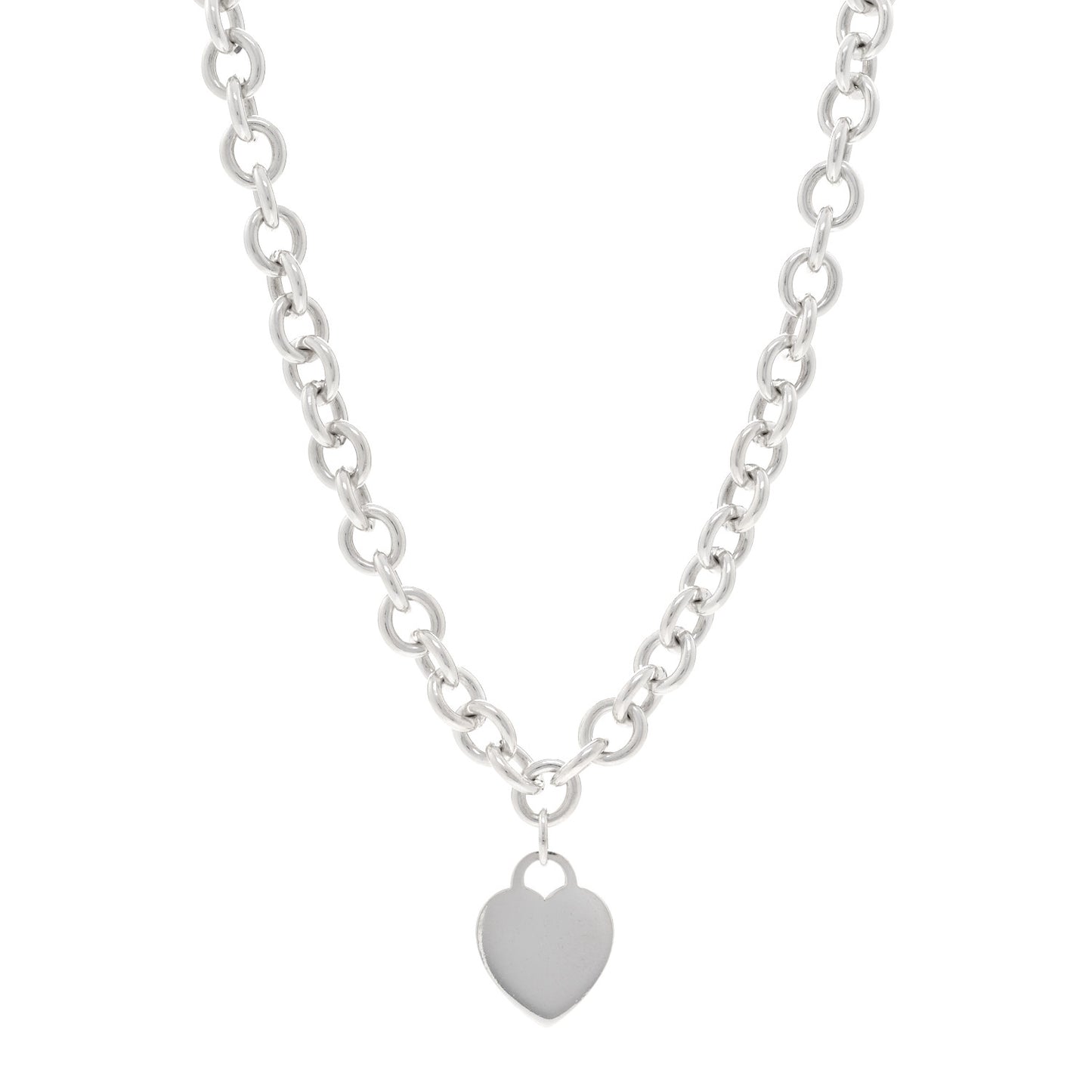Sterling Silver Heart Tag Pendant Necklace