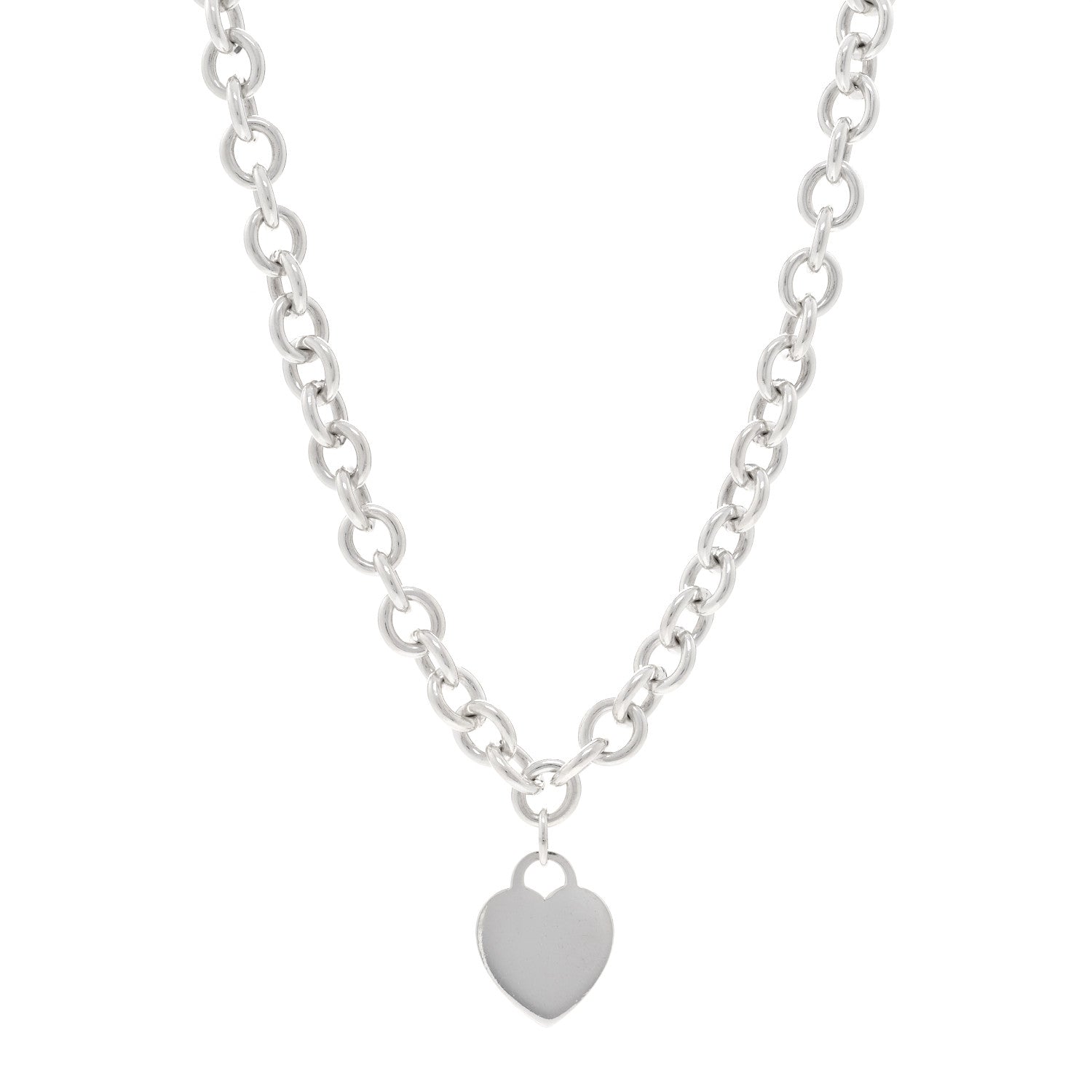 Tiffany Sterling Silver Heart Tag Pendant Necklace 1 of 5