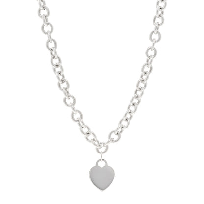 Tiffany Sterling Silver Heart Tag Pendant Necklace 1 of 5