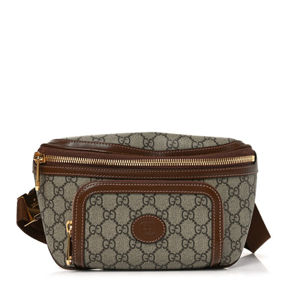 Gucci GG Supreme Monogram Textured Calfskin Retro Interlocking G Belt Bag Beige Ebony Brown Sugar 1 of 10