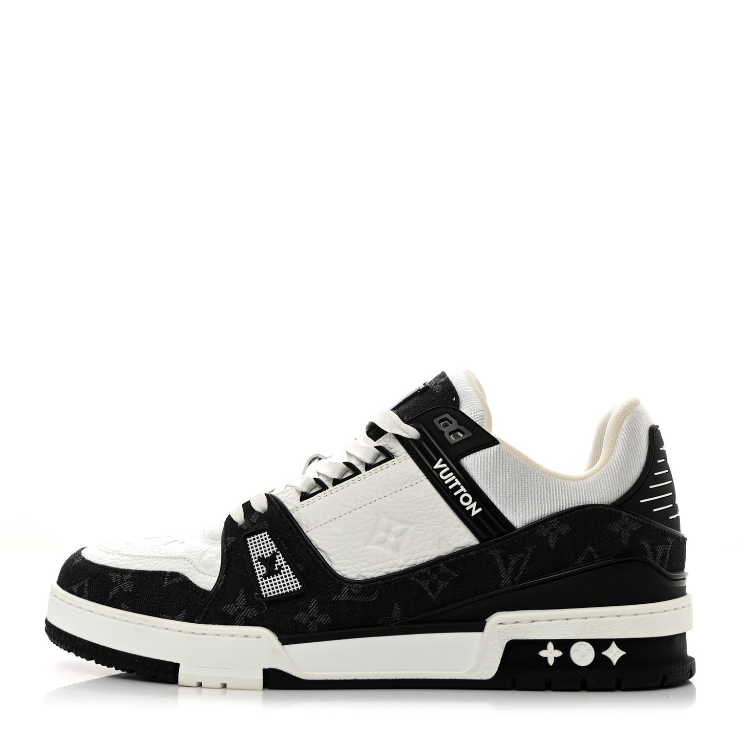 Calfskin Monogram Denim Mens LV Trainer Sneakers 9 Black