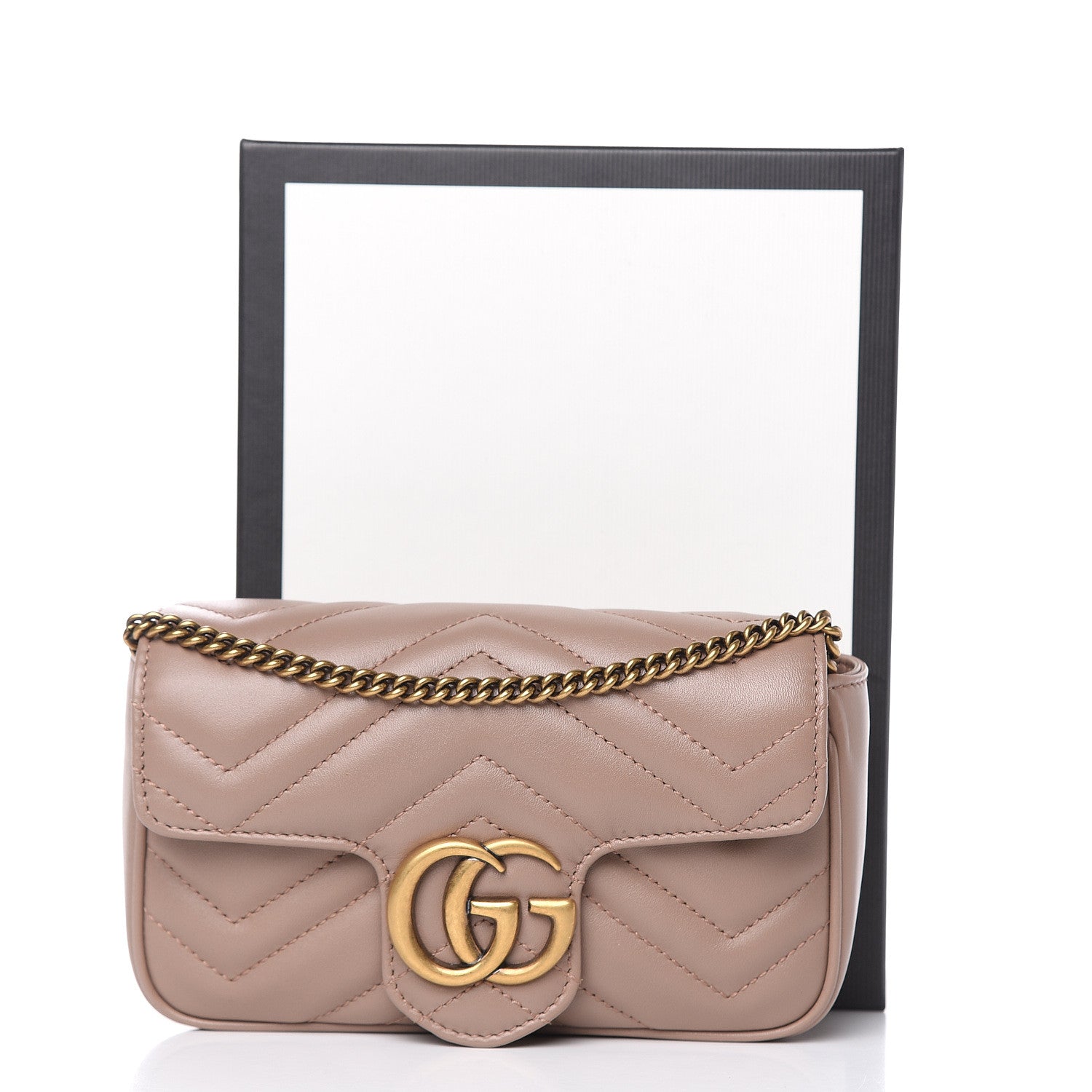Gucci Calfskin Matelasse Super Mini GG Marmont Shoulder Bag Porcelain Rose 10 of 10