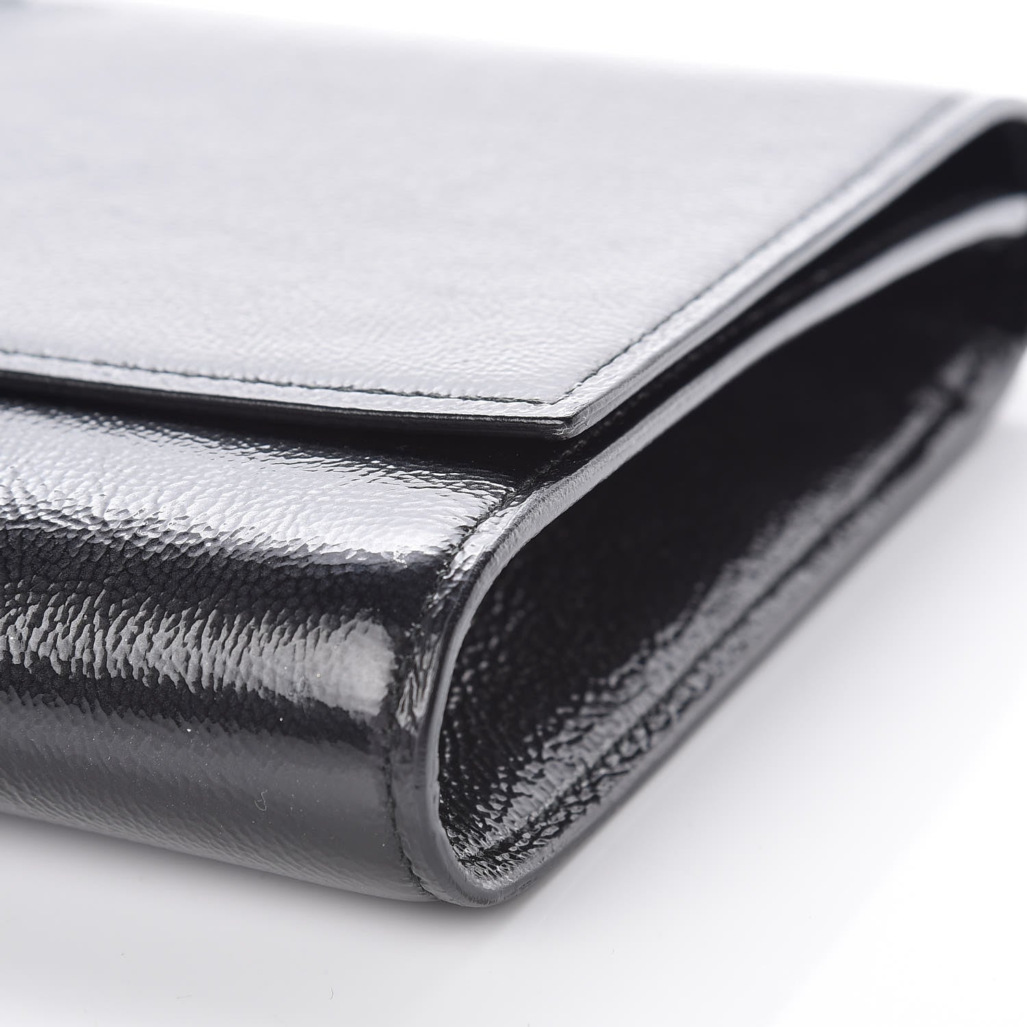 Saint Laurent Textured Patent Monogram Large Belle De Jour Clutch Black 9 of 9