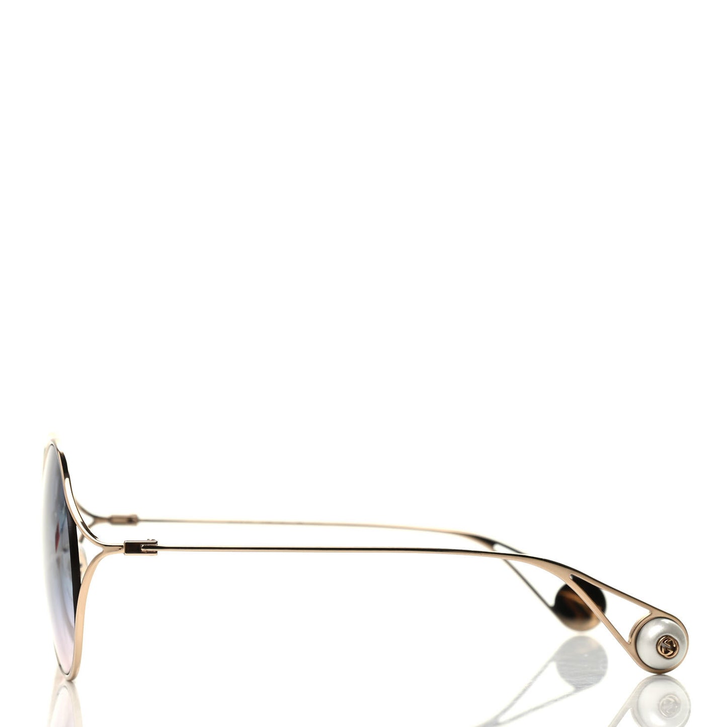 Round Pearl Tip Sunglasses GG0253S Gold