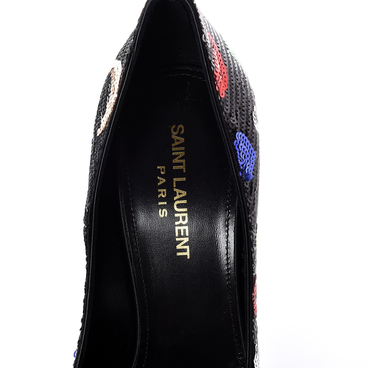 Saint Laurent Sequin Palace 105 Pumps 38 Black 6 of 9