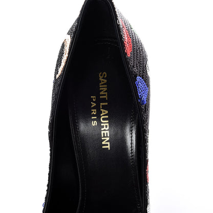Saint Laurent Sequin Palace 105 Pumps 38 Black 6 of 9