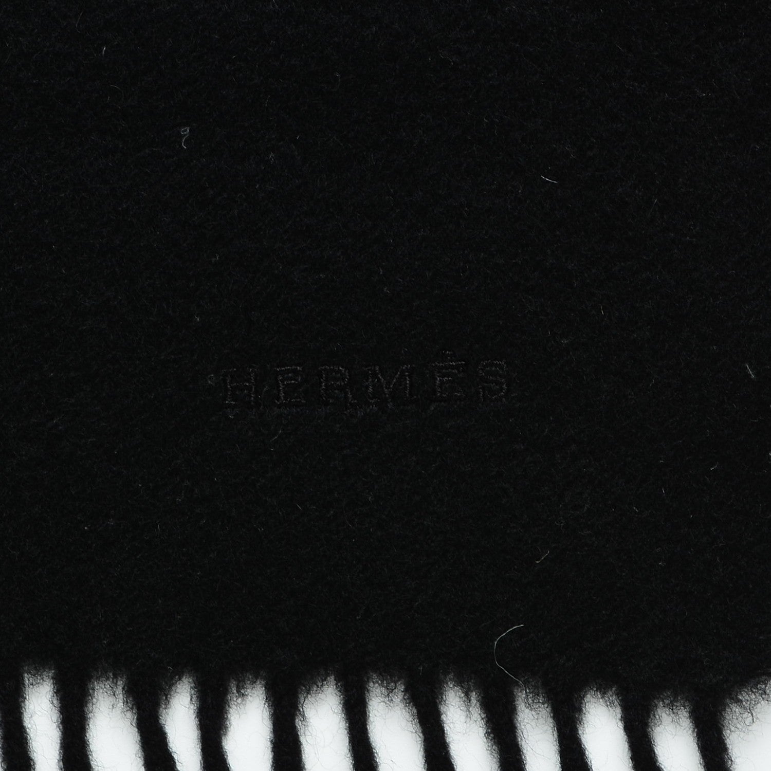 Hermes Cashmere Fringe Scarf Black 4 of 4