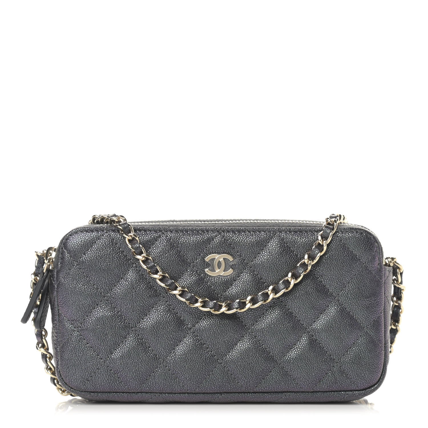 Chanel Iridescent Caviar Quilted Small Clutch With Chain Black 1 of 14