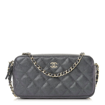 Chanel Iridescent Caviar Quilted Small Clutch With Chain Black 1 of 14