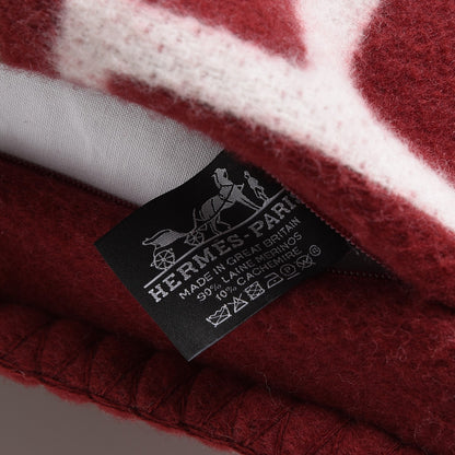 Hermes Wool Cashmere Avalon III Pillow PM Ecru Rouge 5 of 6
