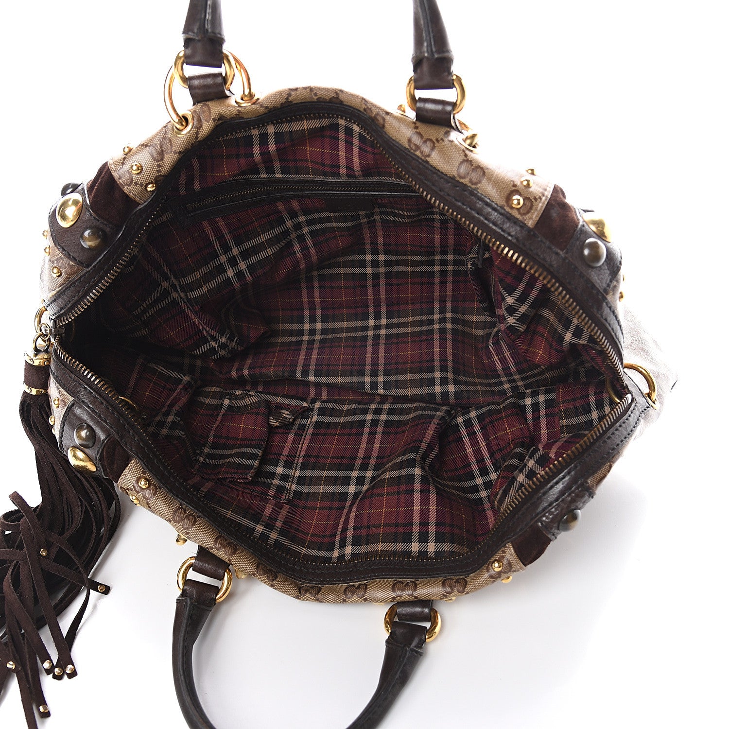 Gucci Crystal Monogram Studded Large Babouska Boston Dark Brown 4 of 8