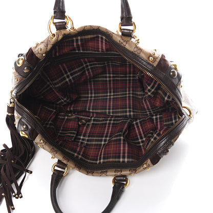 Gucci Crystal Monogram Studded Large Babouska Boston Dark Brown 4 of 8