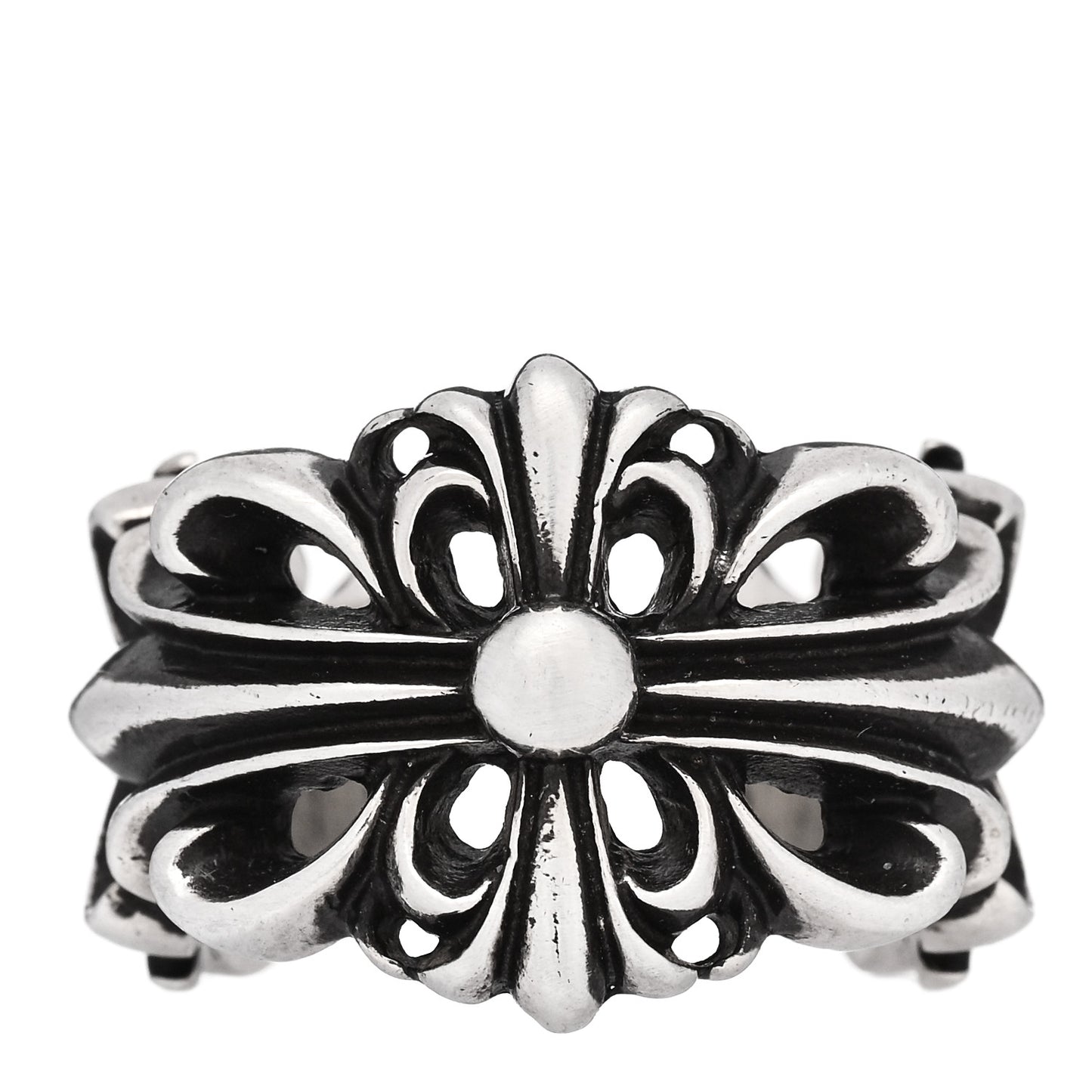 Sterling Silver Double Floral Cross Ring 54 7