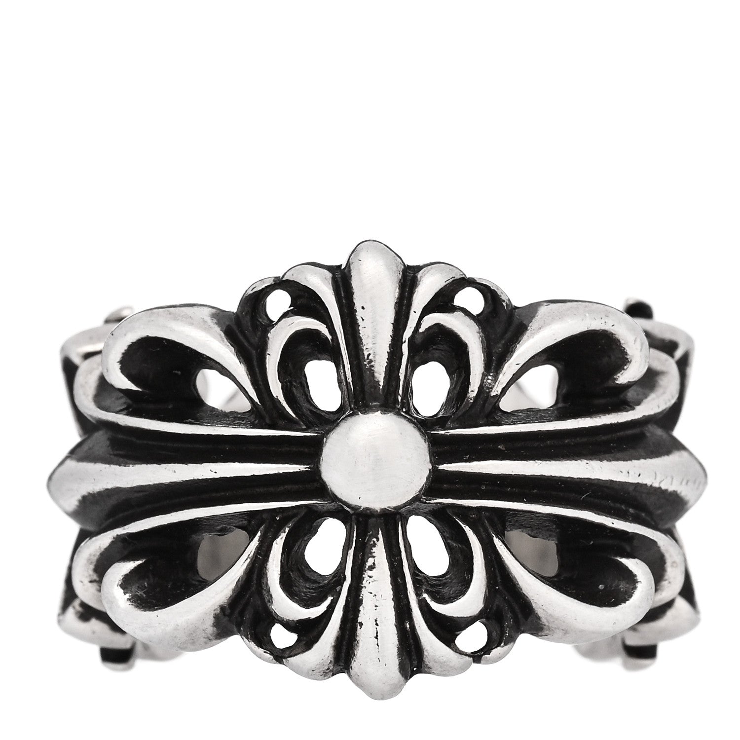 Chrome Hearts Sterling Silver Double Floral Cross Ring 54 7 3 of 6