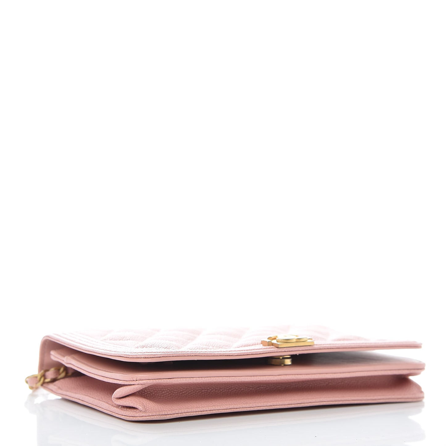 Caviar Quilted Boy Wallet On Chain WOC Light Pink
