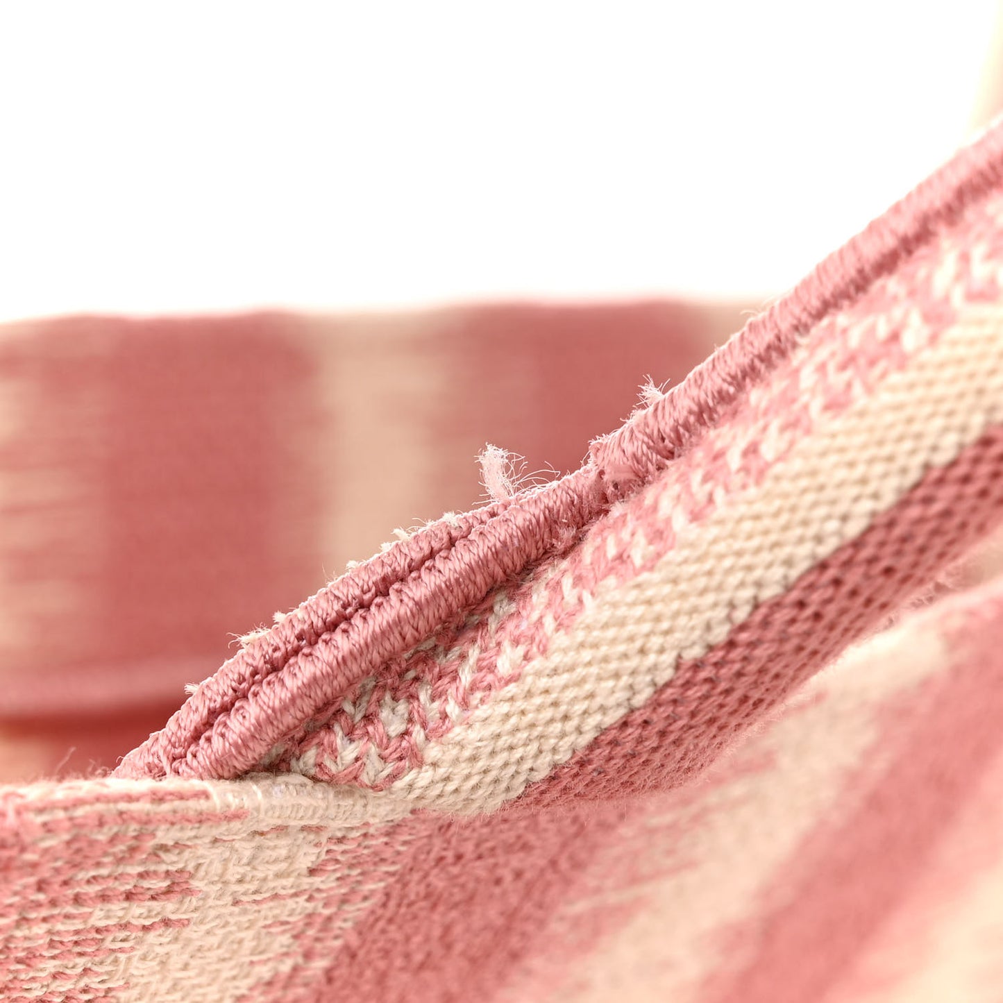 CHRISTIAN DIOR Canvas Embroidered Large Striped Book Tote Pink