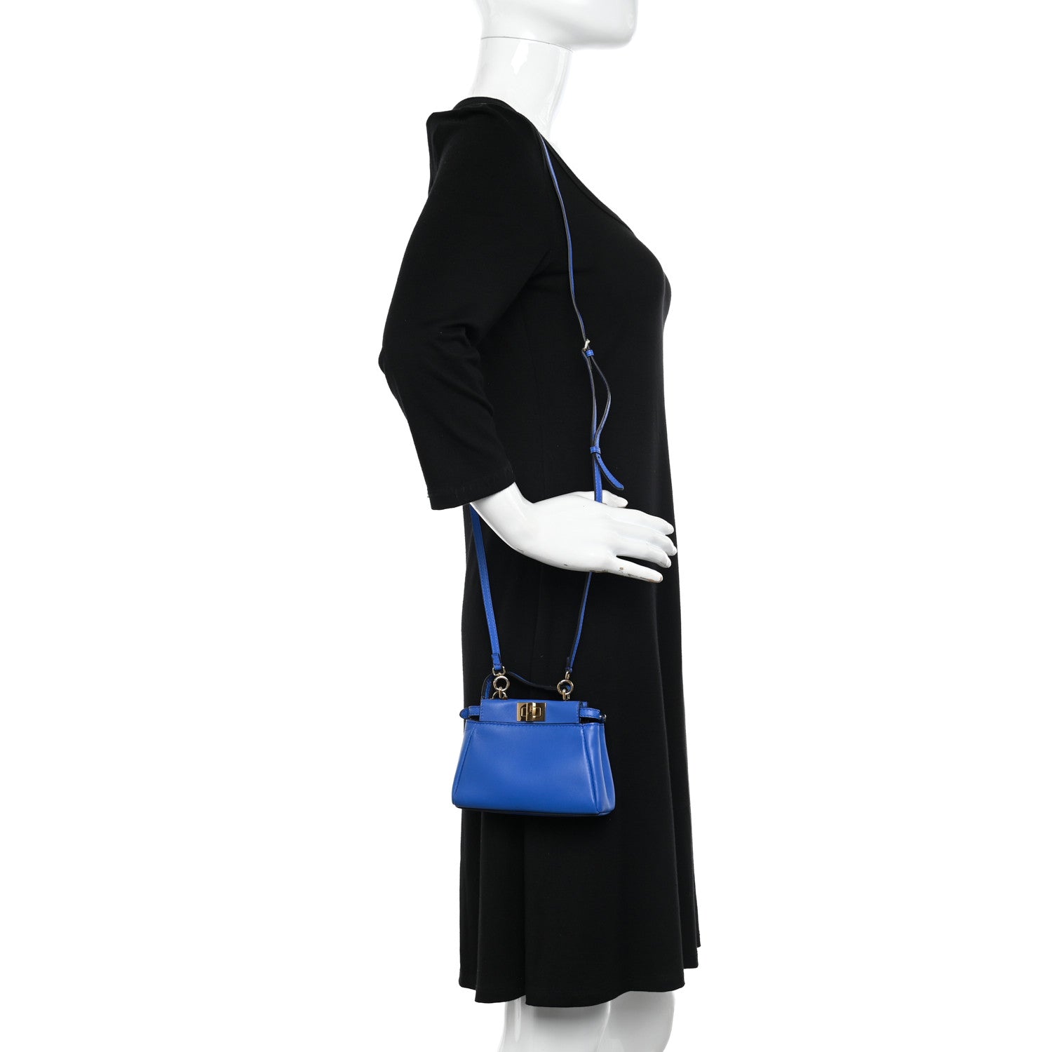 Fendi Shiny Nappa Micro Peekaboo Iconic Satchel Bluette 2 of 9