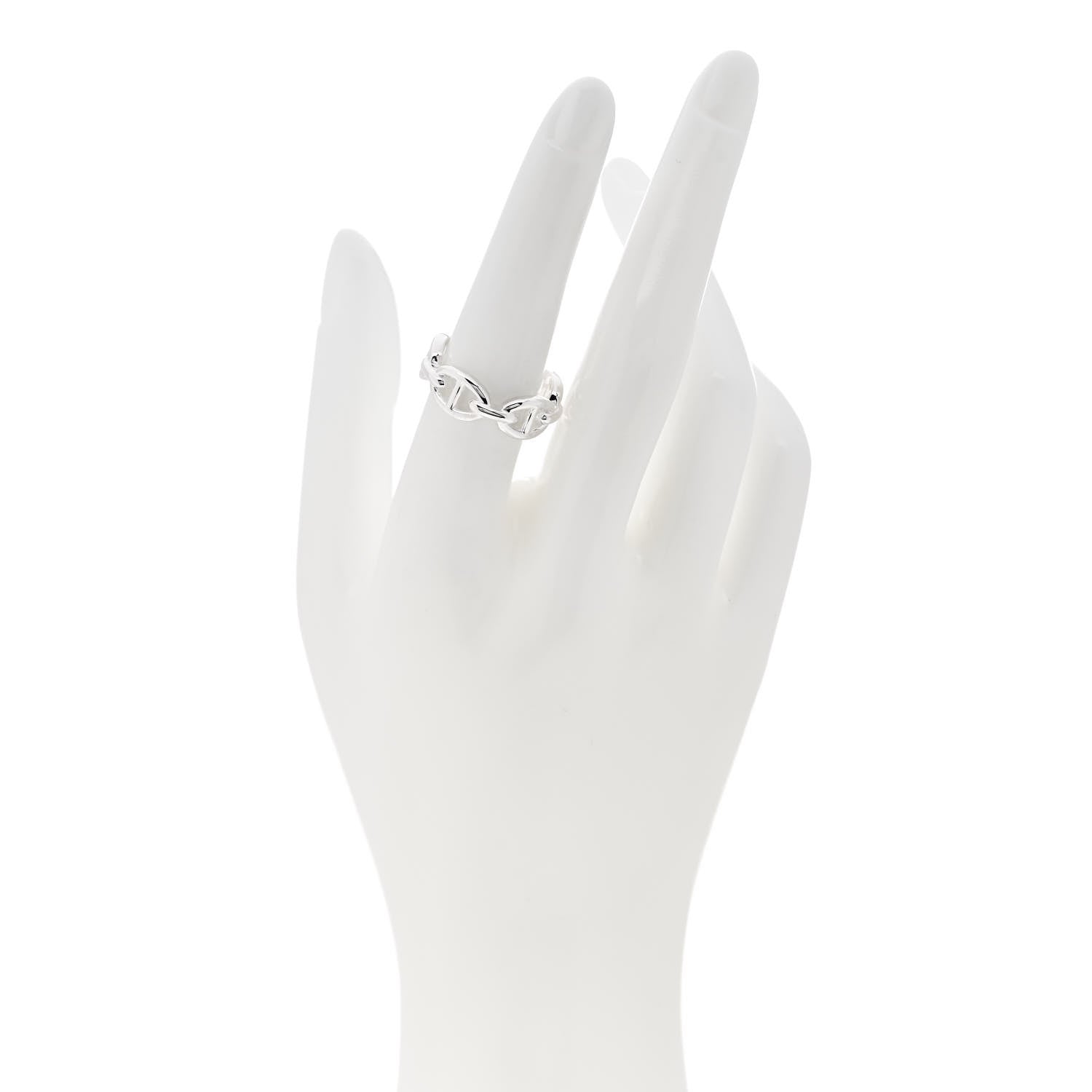 Hermes Sterling Silver PM Chaine d'Ancre Enchainee Band Ring 55 7.25 2 of 9
