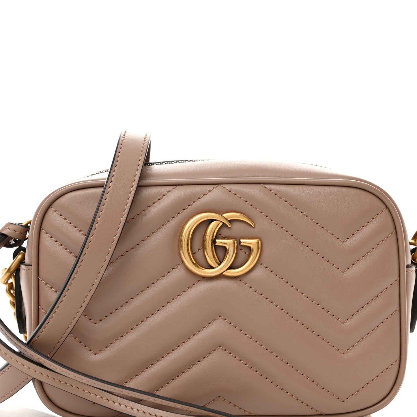 Calfskin Matelasse Mini GG Marmont Chain Shoulder Bag Porcelain Rose