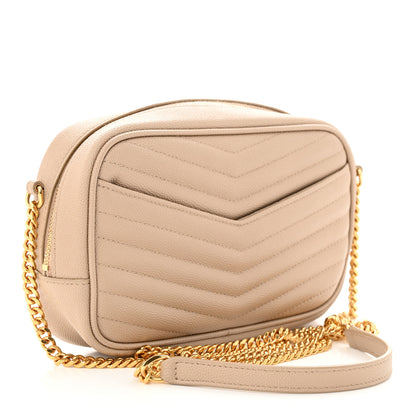 Saint Laurent Grain De Poudre Matelasse Monogram Mini Lou Camera Bag Dark Beige 3 of 11