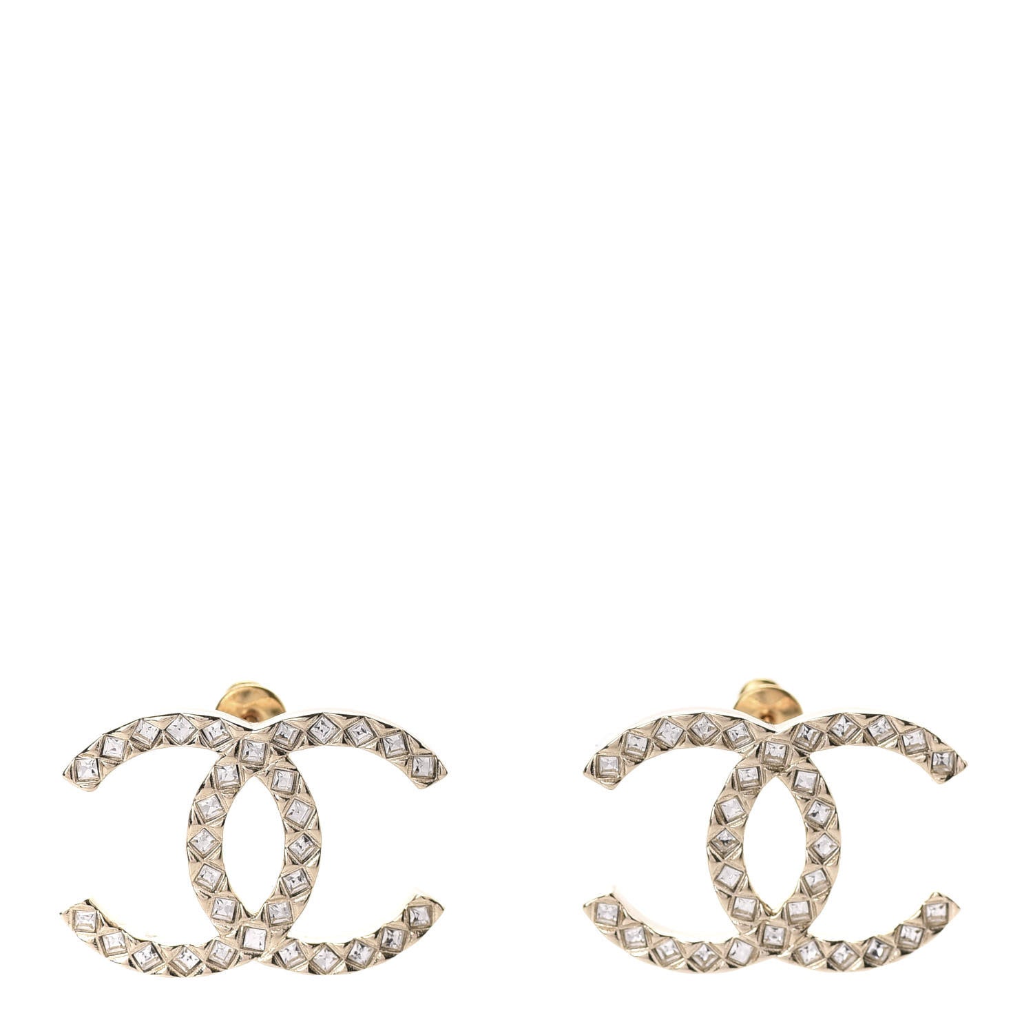 Chanel Baguette Crystal High Society CC Earrings Gold 1 of 5