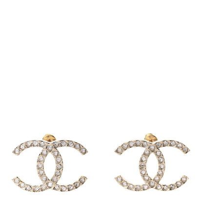 Chanel Baguette Crystal High Society CC Earrings Gold 1 of 5