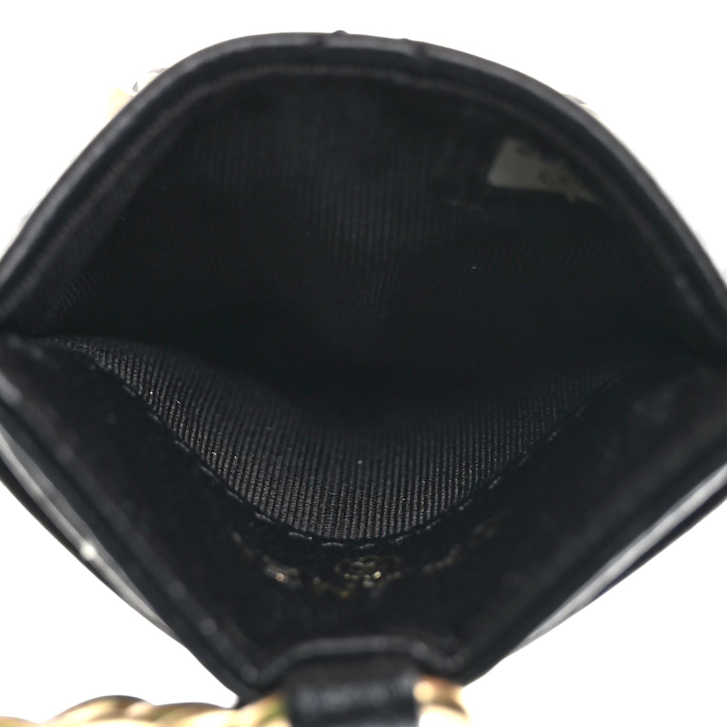 Chanel Shiny Goatskin Quilted Chanel 19 Card Holder On Chain Black 5 of 7