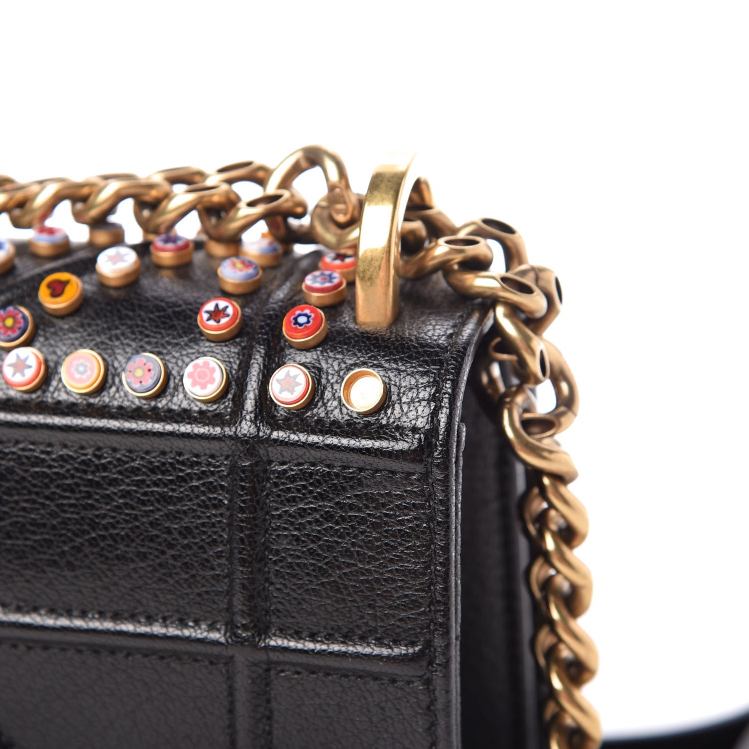Christian Dior Calfskin Studded Small Diorama Flap Bag Black Multicolor 12 of 13
