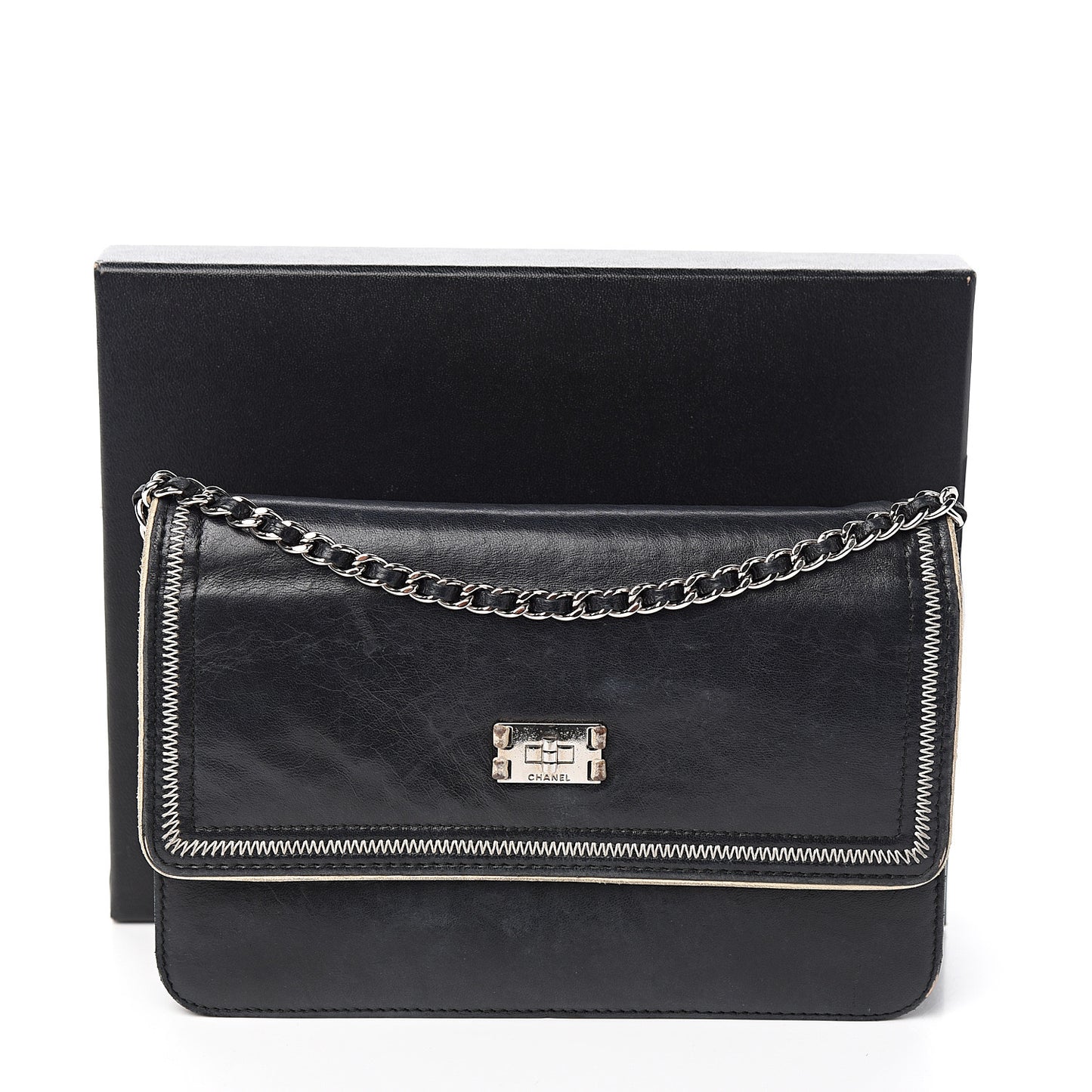 Lambskin Reissue Wallet On Chain WOC Black